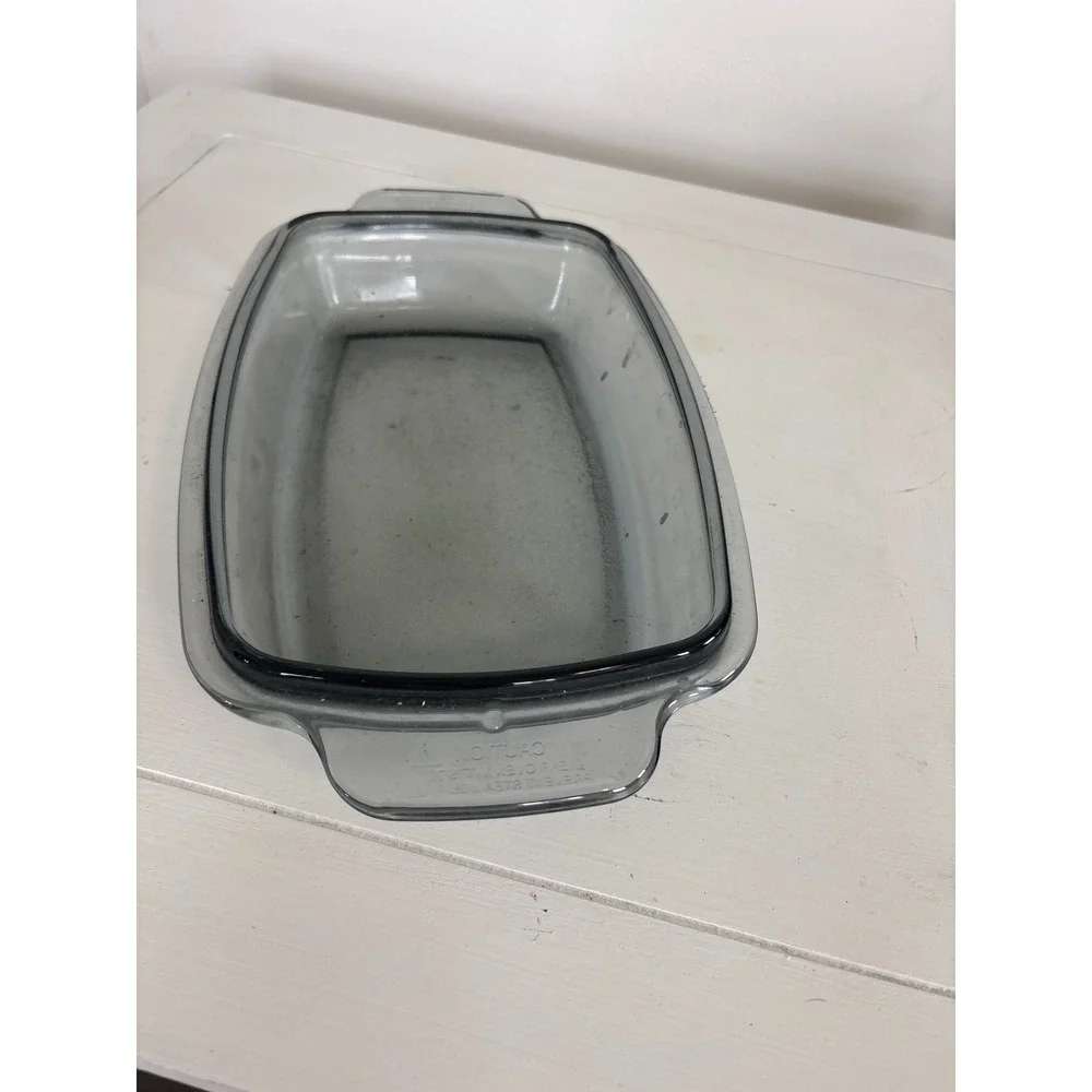 Vintage Visions Smoke Grey Glass Rectangular Baking Dish